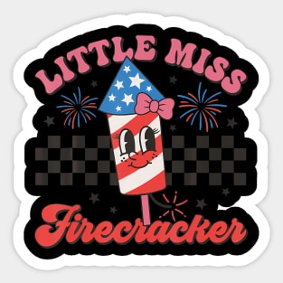 Groovy Little Miss Firecracker 4th Of July  Girl Toddler Sticker